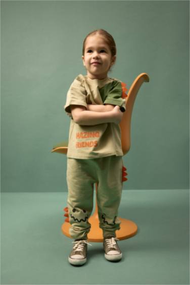 2'li Takım Dinozor Baskılı Sweatshirt Alt Erkek Bebek