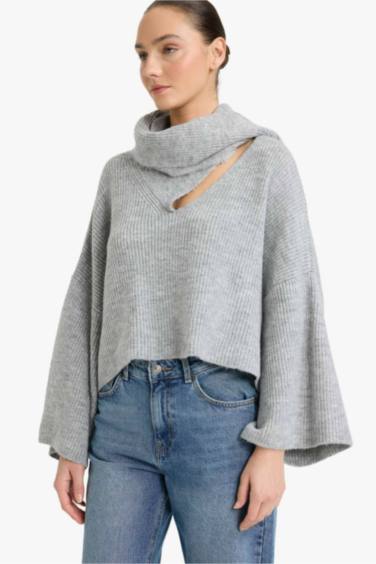 Oversize Fit Shawl Collar Knitwear Pullover