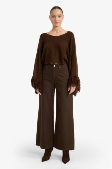 بلوز تريكو اوفر سايز بياقة قارب