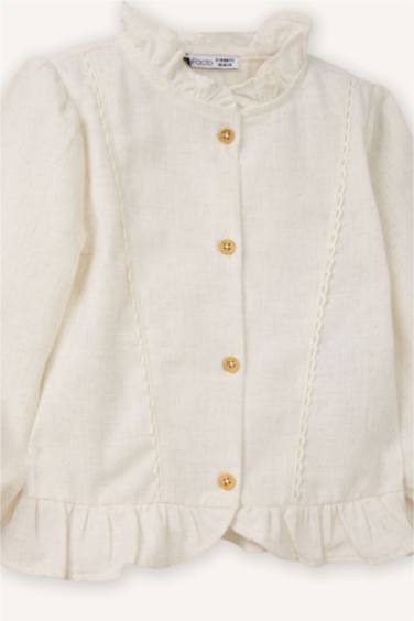 قميص بيبي بناتي ردن طويل قصة عادية وياخة مستديرة