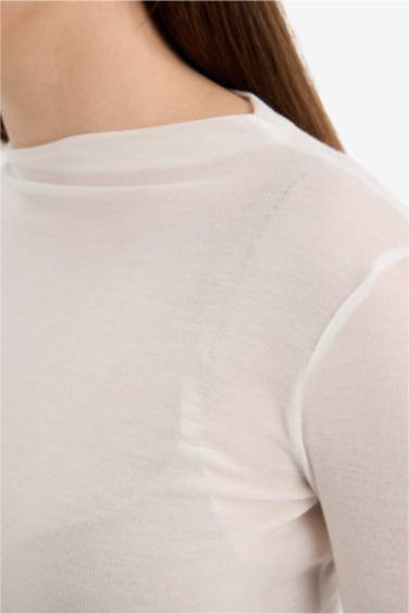 Fıtted Yarım Balıkçı Yaka Uzun Kollu Tişört