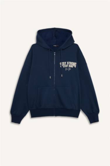 Oversize Fit Printed Thick Fabric Cardigan