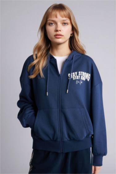 Oversize Fit Printed Thick Fabric Cardigan