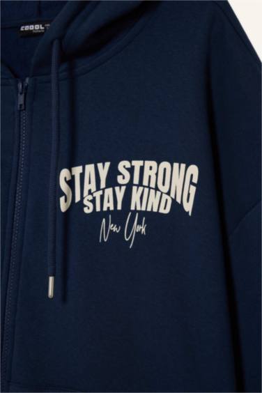 Oversize Fit Printed Thick Fabric Cardigan