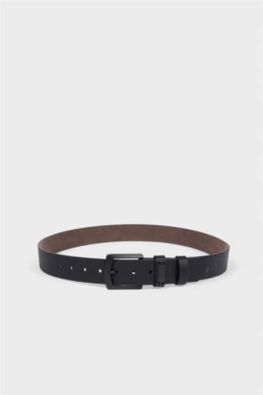 Erkek Dikdörtgen Toka Suni Deri Jean Kemeri