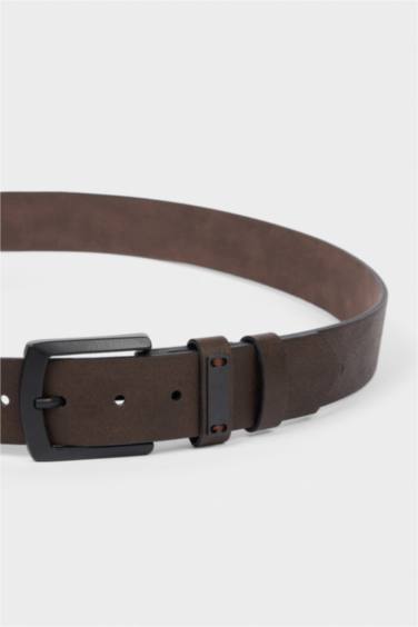 Erkek Dikdörtgen Toka Suni Deri Jean Kemeri