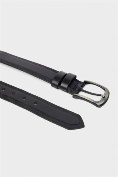 Erkek Dikdörtgen Toka Suni Deri Jean Kemeri