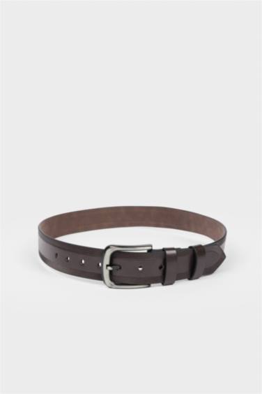 Erkek Dikdörtgen Toka Suni Deri Jean Kemeri