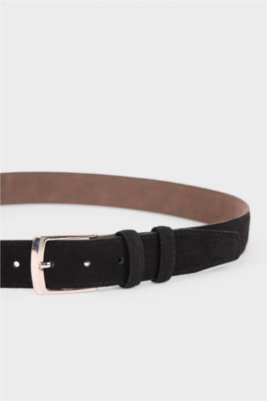 Erkek Dikdörtgen Toka Suni Deri Jean Kemeri