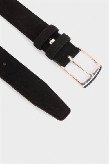 Erkek Dikdörtgen Toka Suni Deri Jean Kemeri