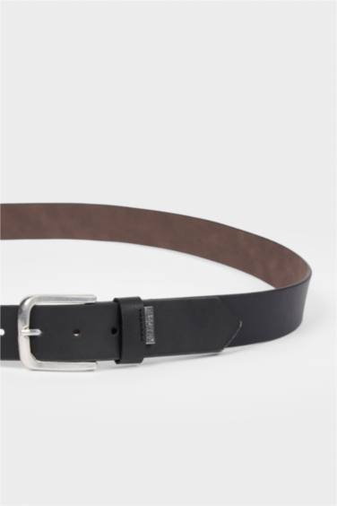 Erkek Dikdörtgen Toka Suni Deri Jean Kemeri