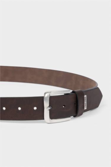 Erkek Dikdörtgen Toka Suni Deri Jean Kemeri