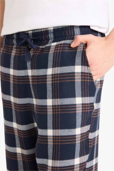 بنطلون بجامة كاروهات فلانيل قصة عادية