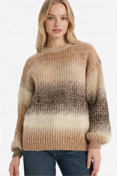 Regular Fit Crew Neck Romantic Print Pullover