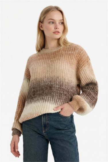 Regular Fit Crew Neck Romantic Print Pullover