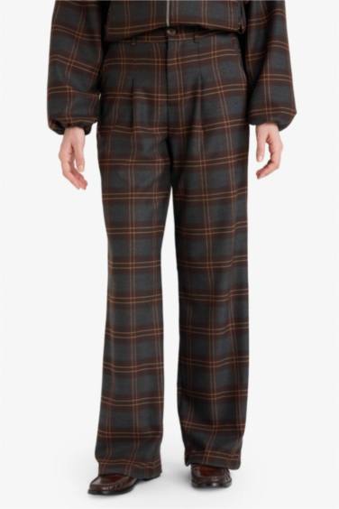 Wide Leg Regular Hem Double Pocket Printed Trousers