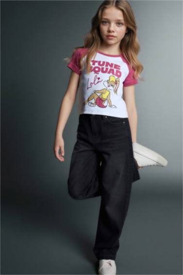 تيشيرت بناتي كروب نص ردن مضلع من لوني تونز