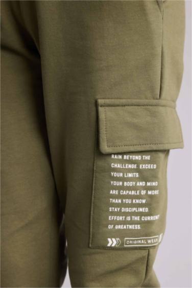 Ұлдарға арналған Regular Fit жазуы бар свитшот матасынан тігілген шалбар