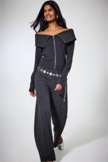 Fitted Omzu Açık Hırka