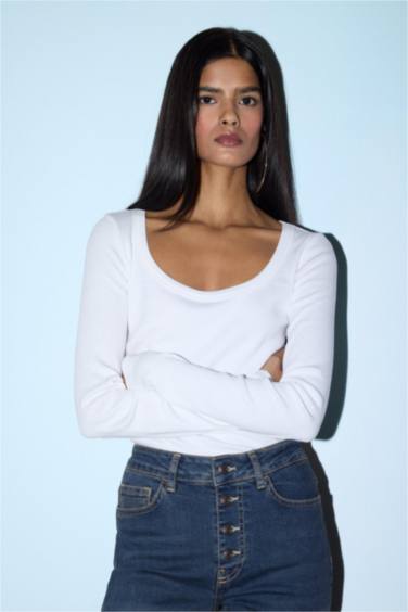 Slim Fit Fitilli Kaşkorse Tişört