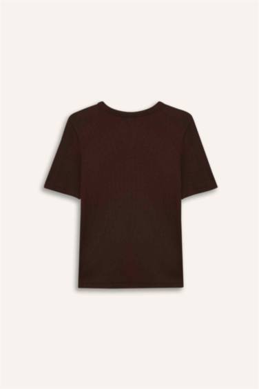 Slım Fıt Basıc Fitilli Kaşkorse Tişört