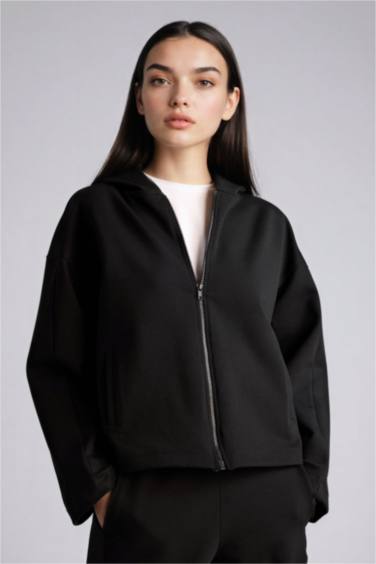 Relax Fıt Skuba Dalgıç Kumaş Hırka - Görsel 3