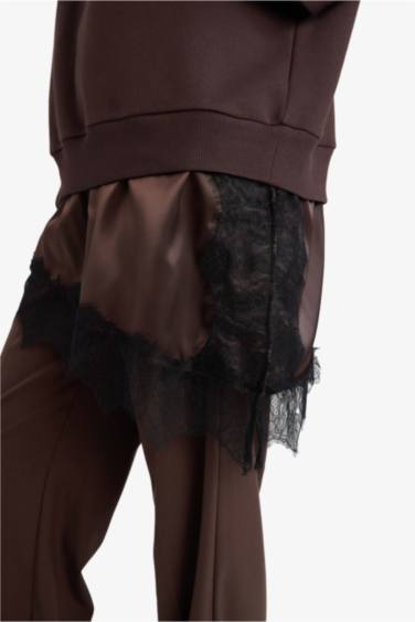 سويت شيرت ثقيل قصة مريحة بياخة مستديرة