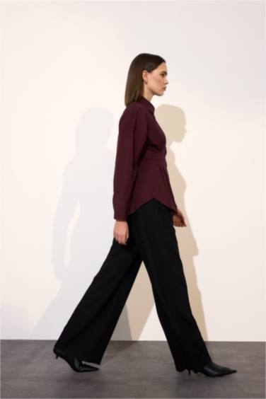 قميص ردن طويل مخصر بوبلين