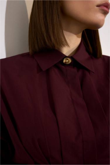 قميص ردن طويل مخصر بوبلين