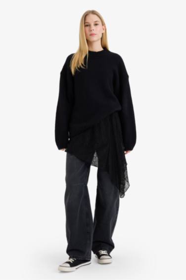 A-Line Regular Waist Lace Mini Skirt