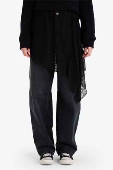 A-Line Regular Waist Lace Mini Skirt