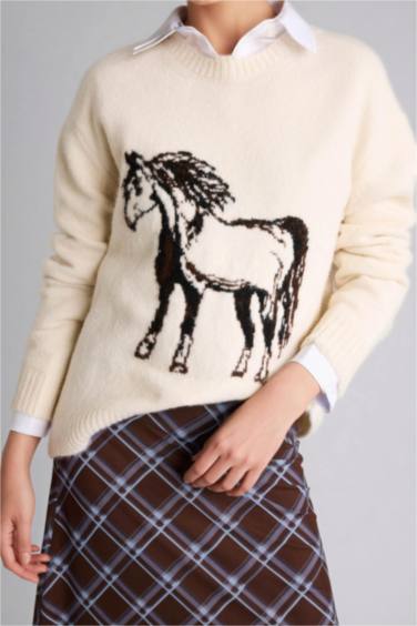 Regular Fıt Bisiklet Yaka Kazak