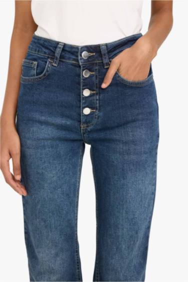 Mia Flare Fıt Normal Bel Uzun Jean Yıkamalı Pantolon