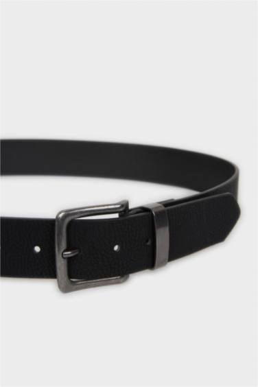 Erkek Dikdörtgen Toka Suni Deri Günlük Kemer - Görsel 2