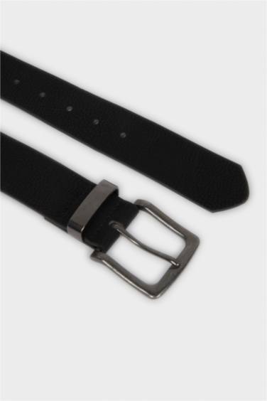 Erkek Dikdörtgen Toka Suni Deri Günlük Kemer - Görsel 3