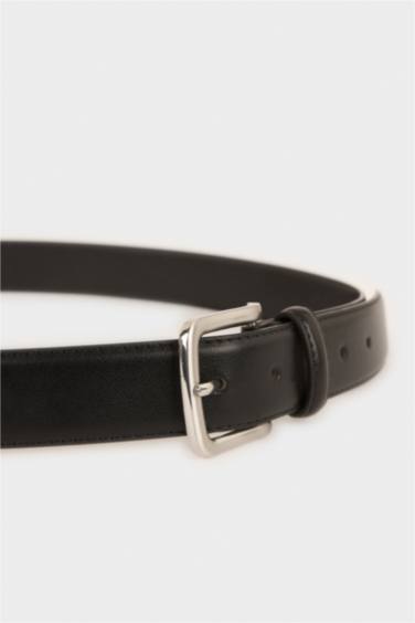 Erkek Dikdörtgen Toka Suni Deri Klasik Kemer - Görsel 2