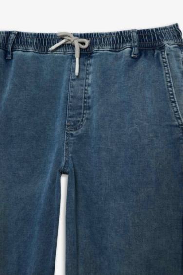 Yumuşak Dokulu Wide Leg Jean Pantolon