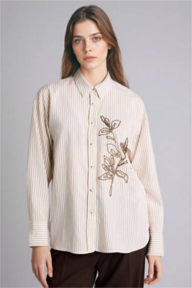 Relax Fıt Gömlek Yaka Uzun Kollu Gömlek