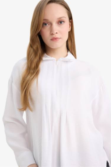 Relax Fıt Gömlek Yaka Uzun Kollu Gömlek