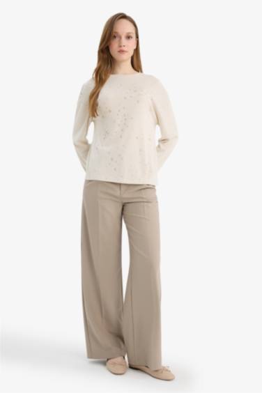 تيشيرت ردن طويل قصة مريحة وياخة مستديرة