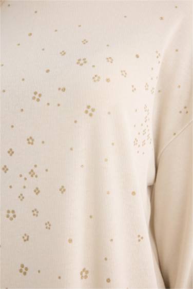 تيشيرت ردن طويل قصة مريحة وياخة مستديرة