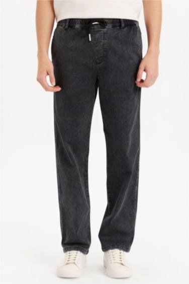 Yumuşak Dokulu Wide Leg Jean Pantolon