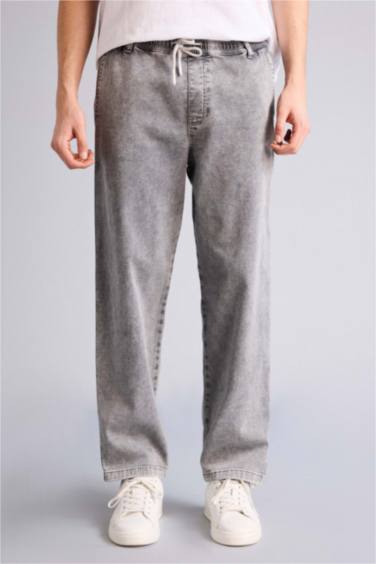 Yumuşak Dokulu Wide Leg Jean Pantolon