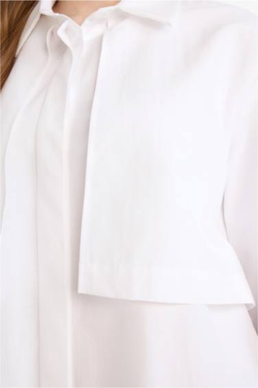 قميص بوبلين ردن طويل قصة عادية