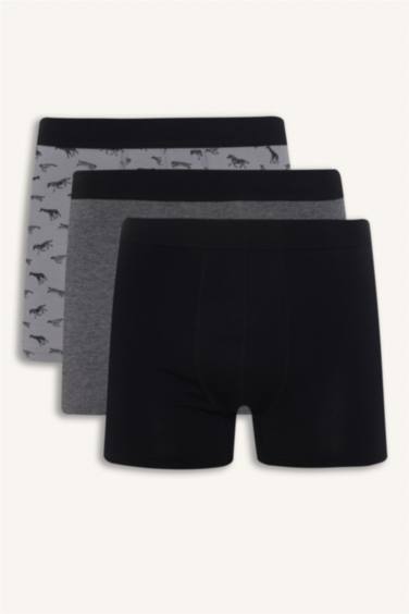 Regular Fıt Hayvan Baskılı 3'lü Boxer