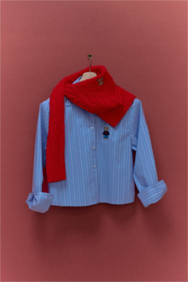 Oversıze Geniş Kalıp Gömlek Yaka Bengalin Uzun Kollu Gömlek