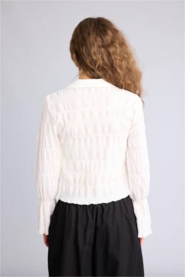 Fıtted Önden Bağlamalı Dokulu Bluz - Görsel 8