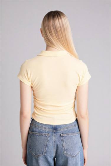 Slım Fıt Fitilli Kaşkorse Polo Tişört - Görsel 5