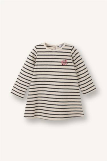 Uzun Kollu Selanik Kumaş Elbise Kız Bebek