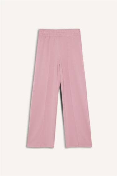 بنطرون بناتي منسوج وايد ليج برجل واسع